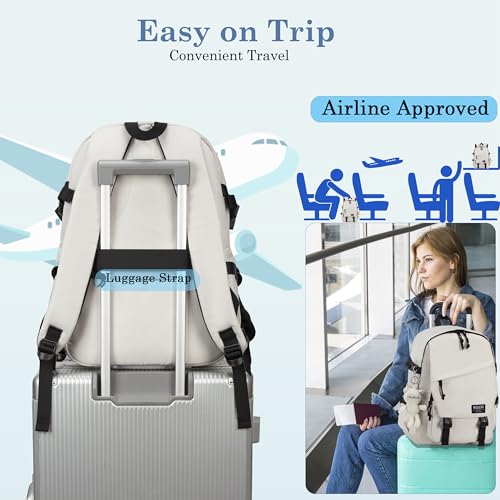 Hidds College Laptop Backpack for Men Women 15.6 Elementary Middle High School Book Bag For Teens Girls Boys Anti Theft Travel Backpacks Waterproof Casual Daypack Large Student Bookbags（Beige-M） - Image 4