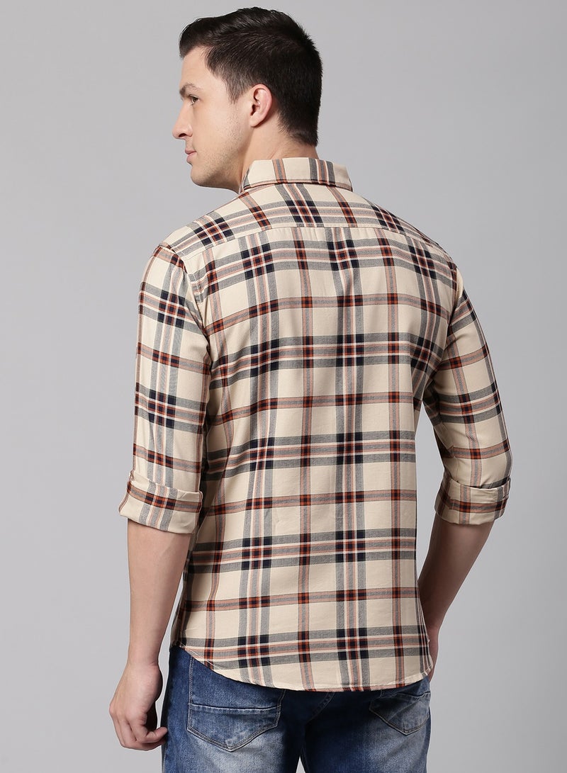 Dennis Lingo Men's Beige Slim Fit Cotton Casual Shirt - Image 2