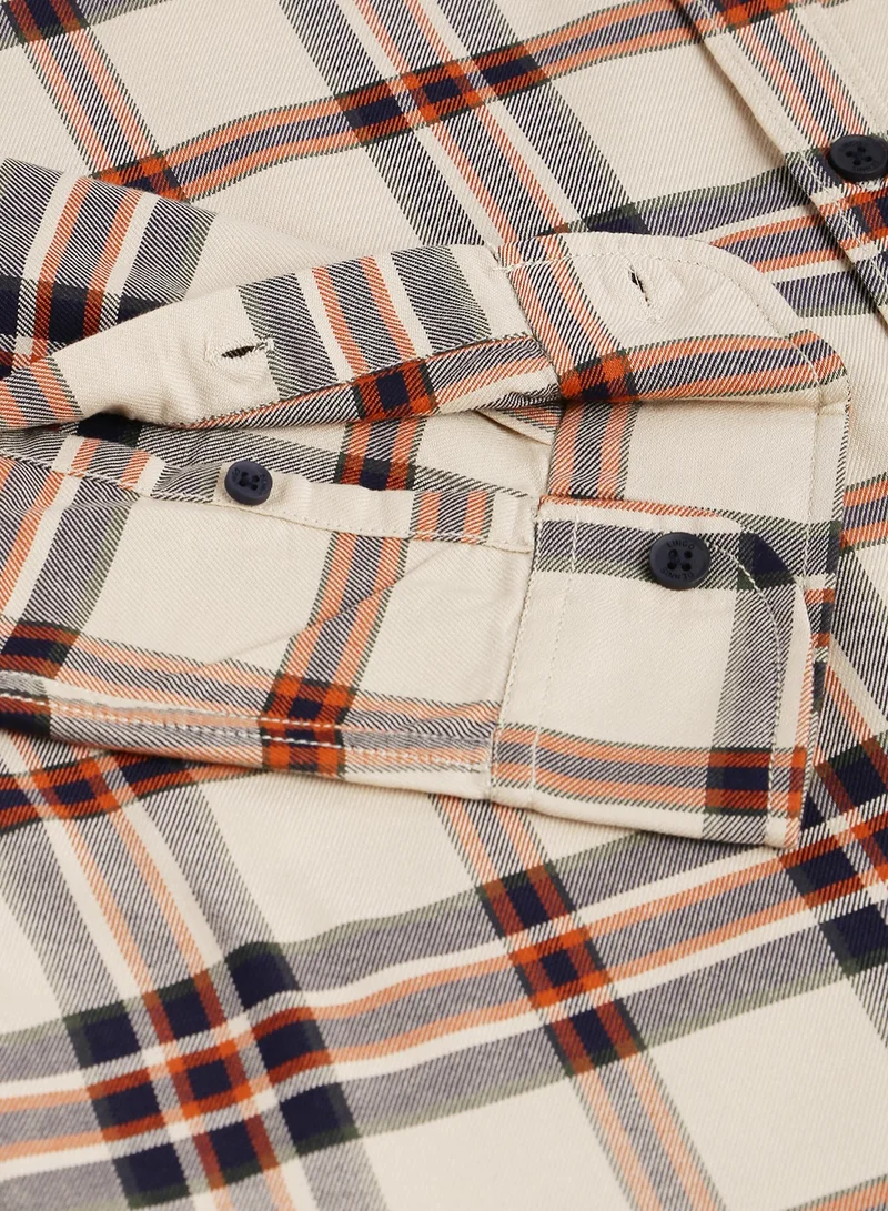 Dennis Lingo Men's Beige Slim Fit Cotton Casual Shirt