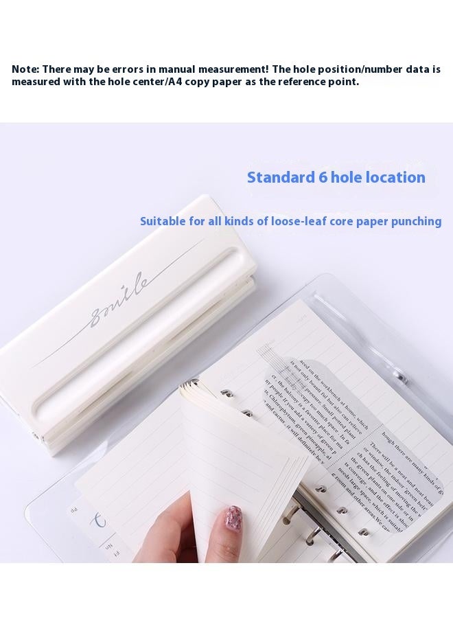 Generic Adjustable 6 Hole Punch, Off White,6-Hole Paper Punch, Adjustable Metal Hole Puncher for A5/Personal/Pocket Size Six Ring Binder Planner Inserts and More - 6 Sheet Capacity Hole Diameter - Image 2