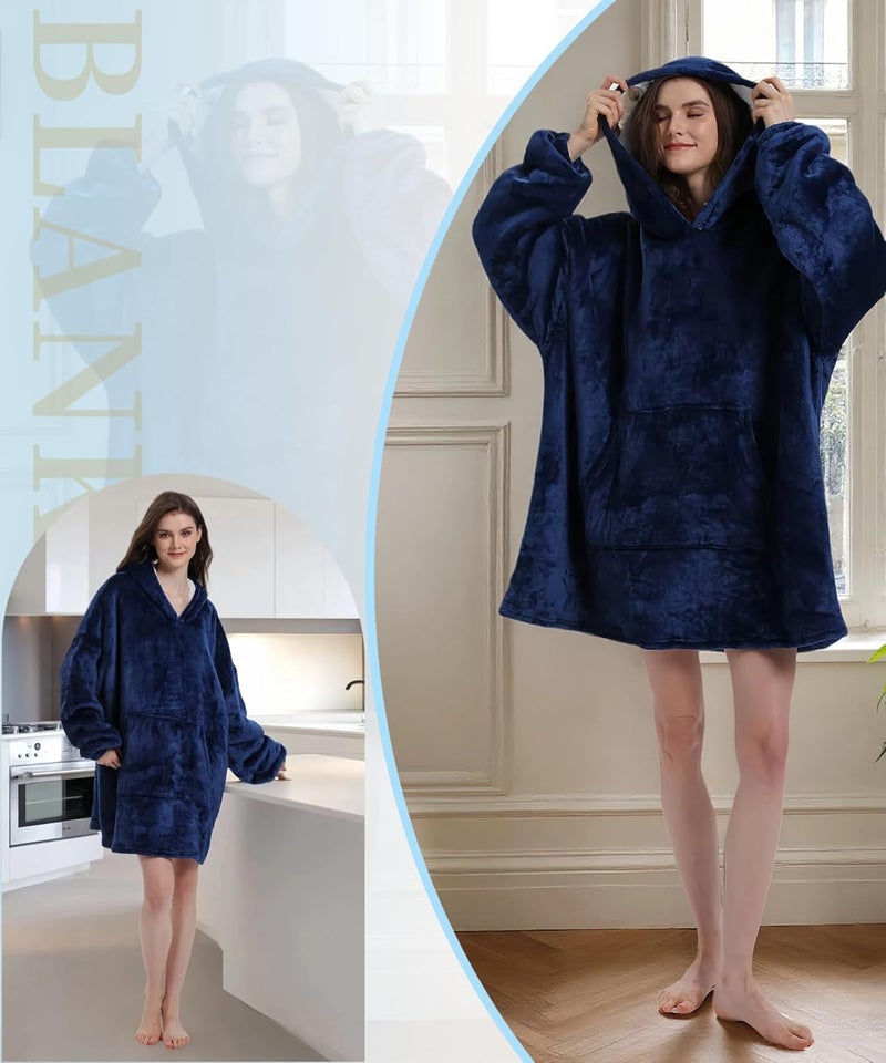 Solvienne Wearable Blanket Hoodie, Men Women Soft Flannel with oversized Pocket Christmas Halloween Cozy Lounge Wear - Image 4