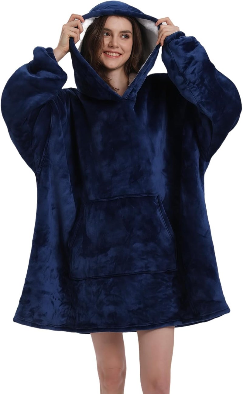 Solvienne Wearable Blanket Hoodie, Men Women Soft Flannel with oversized Pocket Christmas Halloween Cozy Lounge Wear - Image 1