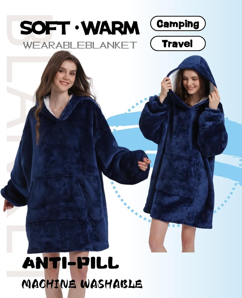 Solvienne Wearable Blanket Hoodie, Men Women Soft Flannel with oversized Pocket Christmas Halloween Cozy Lounge Wear - Image 2