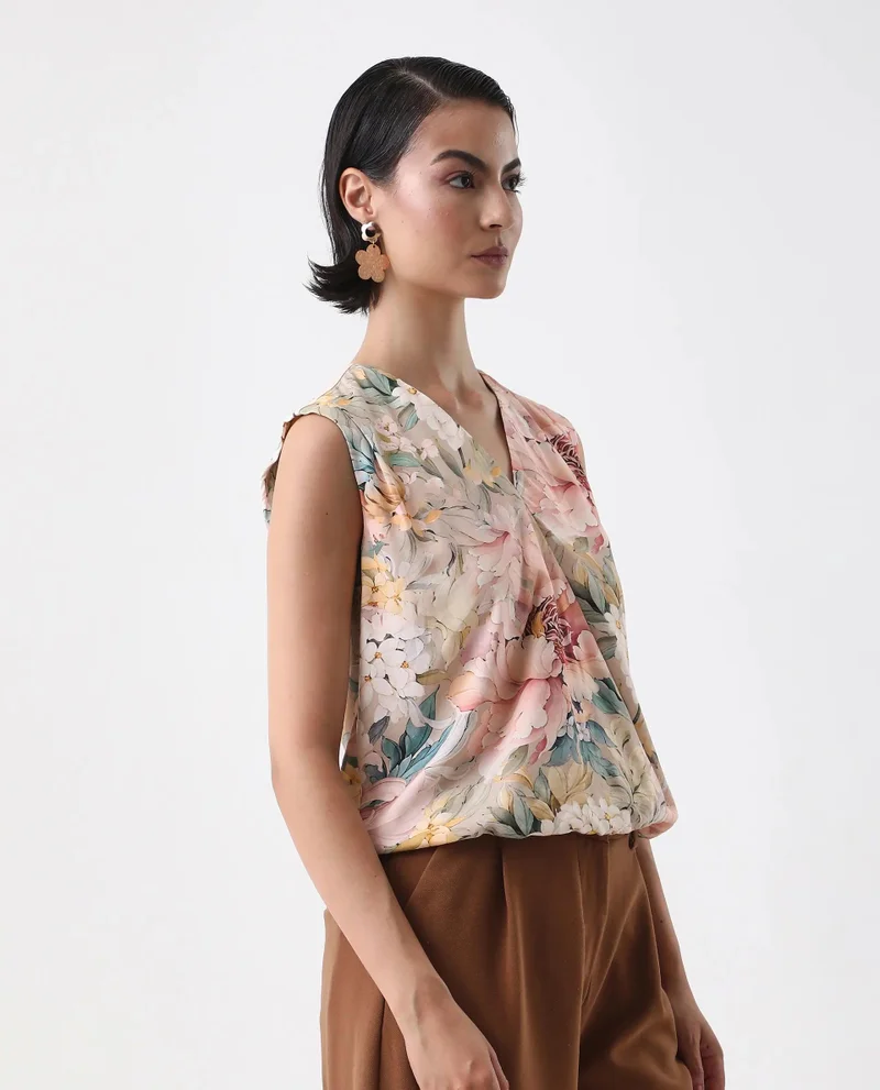 Rareism Women's Floral Print Sleeveless Top