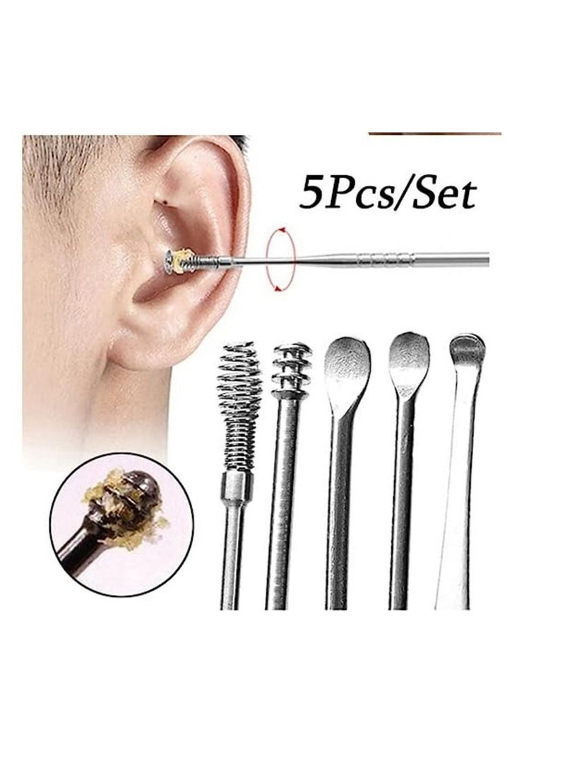 5Pcs Ear Wax Pickers Stainless Steel Earpick Wax Remover Curette - Image 2
