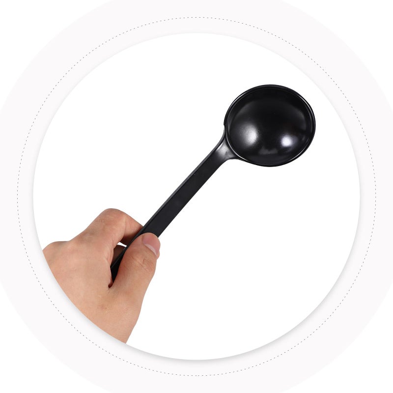 Turtle Shell Texture Plastic Soup Spoons 5Pcs Set Black Long Handle for Hot Pot Ramen - Image 5