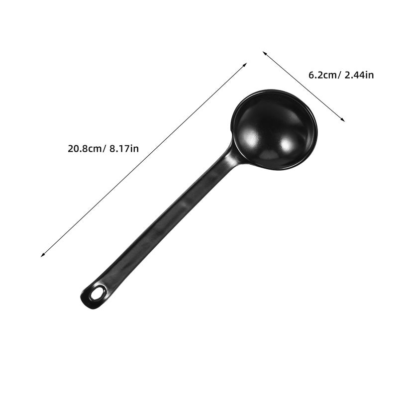 Turtle Shell Texture Plastic Soup Spoons 5Pcs Set Black Long Handle for Hot Pot Ramen - Image 3