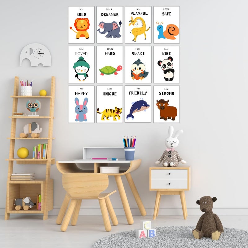 EKDALI Paper Aesthetic Posters For Room Decoration Kids Affirmation Poster With Animals Pictures For Kids Motivational Wall Abstract Poster Set Of 12 A5 Size 6 X 9 Inches Multi - Image 2