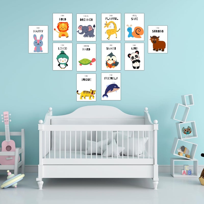 EKDALI Paper Aesthetic Posters For Room Decoration Kids Affirmation Poster With Animals Pictures For Kids Motivational Wall Abstract Poster Set Of 12 A5 Size 6 X 9 Inches Multi - Image 3