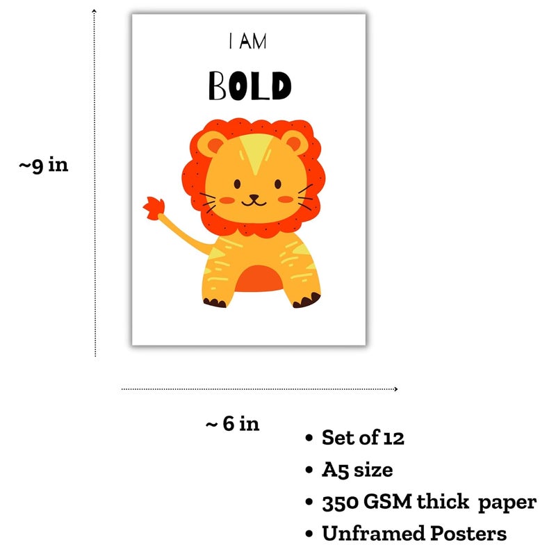 EKDALI Paper Aesthetic Posters For Room Decoration Kids Affirmation Poster With Animals Pictures For Kids Motivational Wall Abstract Poster Set Of 12 A5 Size 6 X 9 Inches Multi - Image 4