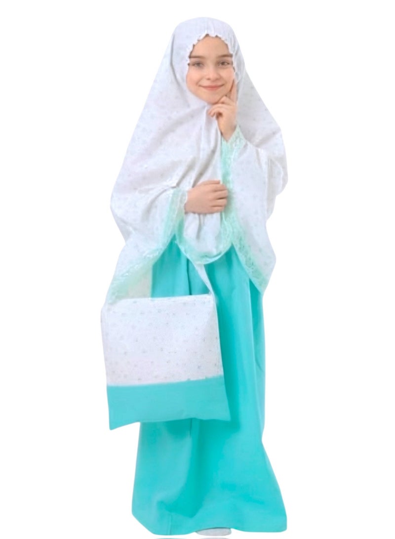 OLUDENIZ Kids' Unique Prayer Attire: Crafted in Turkey, this distinctive prayer dress combines style and comfort Fit to 8-9 Years - Image 1