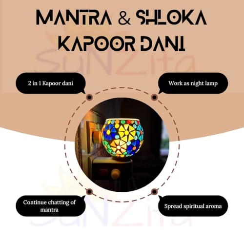 SuNZita Electric Kapoordani with Up to 15 Mantra Changing Box | Night Lamp Incense Burner, Aroma Burner, Electric Kapoor Burner, Electric Dhoop Dani with Spiritual Mantra - Pack of 1 - Image 4