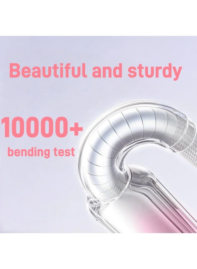 كابل شحن سريع بقوة 66 واط من نوع USB-C إلى USB-C بطول 1 متر، كابل شحن متين مضفر من النوع C، سلك مزامنة بيانات بموصل شفاف للهواتف والأجهزة اللوحية التي تعمل بنظام Android وأجهزة USB-C - Image 4