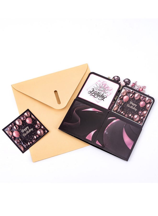 3D Box Black Silver Greeting Card with Envelope Happy Birthday Card Pop Up Creative Folding Blessing Card - Image 5