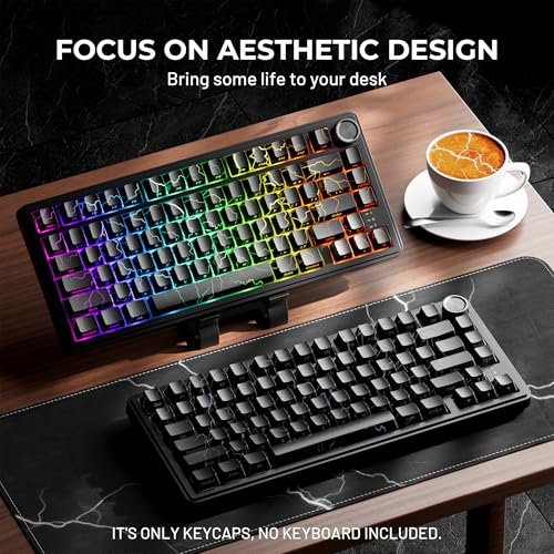 HITIME x XVX Lightning Keycaps 60 75 100 Percent - Shine Through Keycaps w/IMD Tech, for Mechanical Keyboards, Full 118 Key Set, OEM Profile, Lines Backlit, Side Printed - Black - Image 2