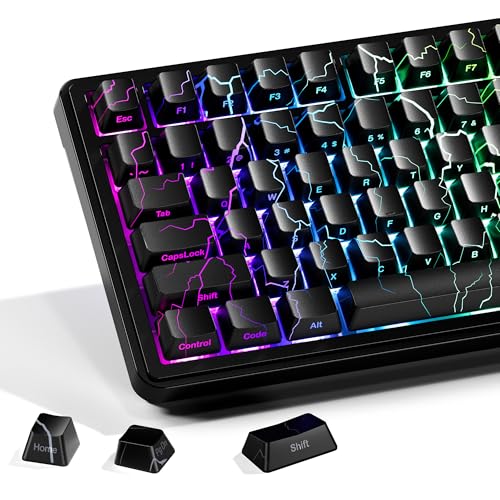 HITIME x XVX Lightning Keycaps 60 75 100 Percent - Shine Through Keycaps w/IMD Tech, for Mechanical Keyboards, Full 118 Key Set, OEM Profile, Lines Backlit, Side Printed - Black - Image 1