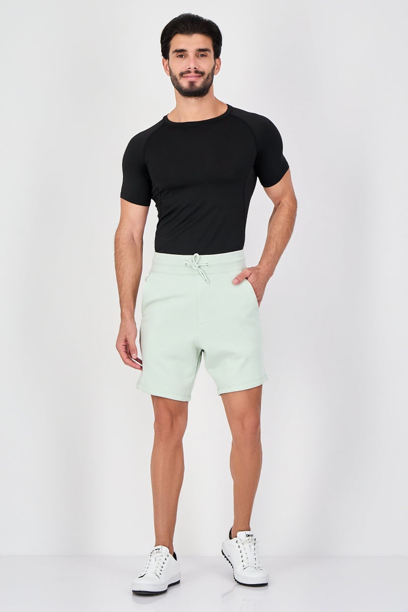 Celio Men Solid Basic Shorts, Light Green - Image 4