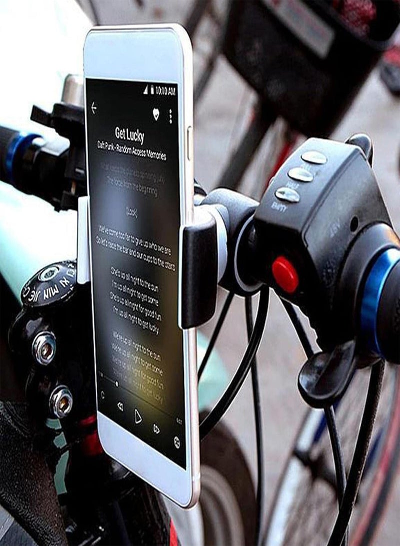 GGOOT 2 Pcs Bike Holder Bracket,Double C 360 Rotating Universal Motorcycle Phone Mount - Bicycle Scooter Handlebar Phone Cradle Clip Compatible W/ 5.5" Universal Cell Phones  - Image 2