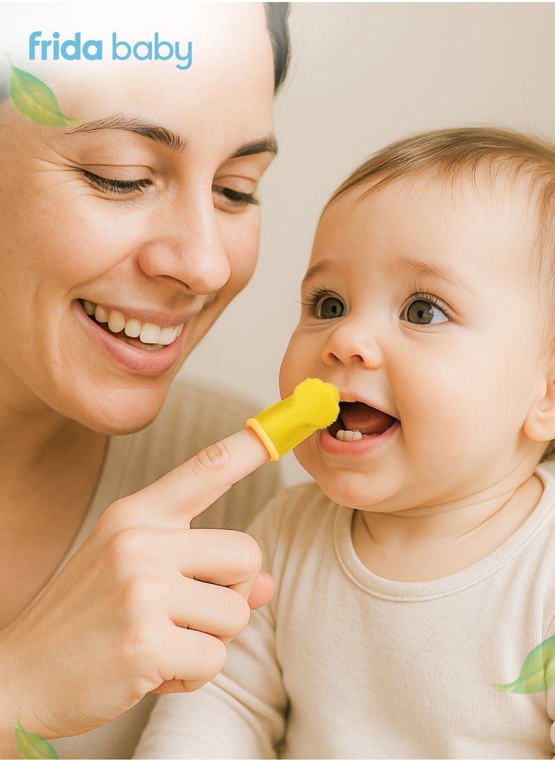 SmileFrida 2-Sided Finger Toothbrush | Baby & Toddler Oral Care | BPA-Free, Triple-Angle Bristles for Easy Cleaning & Gum Massage | 3+ Months
