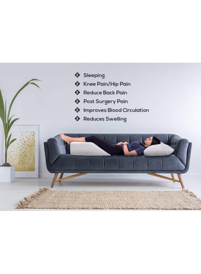 Leg Elevation Pillow With Memory Foam Top High Density Leg Rest Elevating Foam Wedge Relieves Leg Pain Hip And Knee Pain Improves Blood Circulation Reduces Swelling Breathable Washable Cover  - Image 3
