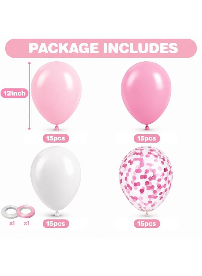 Togvu Balloons Pink and White, 60 Packs 12 Inch Light Pink White Balloons with Confetti Balloons for Birthday Party Decorations Girl Women, Wedding, Christening Baby Shower Party, Bridal Shower - Image 2