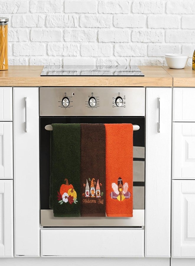 Mindsoft 3 Pcs Fall Thanksgiving Hand Towels Embroidered Pumpkin Turkey Gnomes Bathroom Kitchen Dish Towels Seasonal Thanksgiving Decorations for Kitchen Bathroom Decor - Image 4