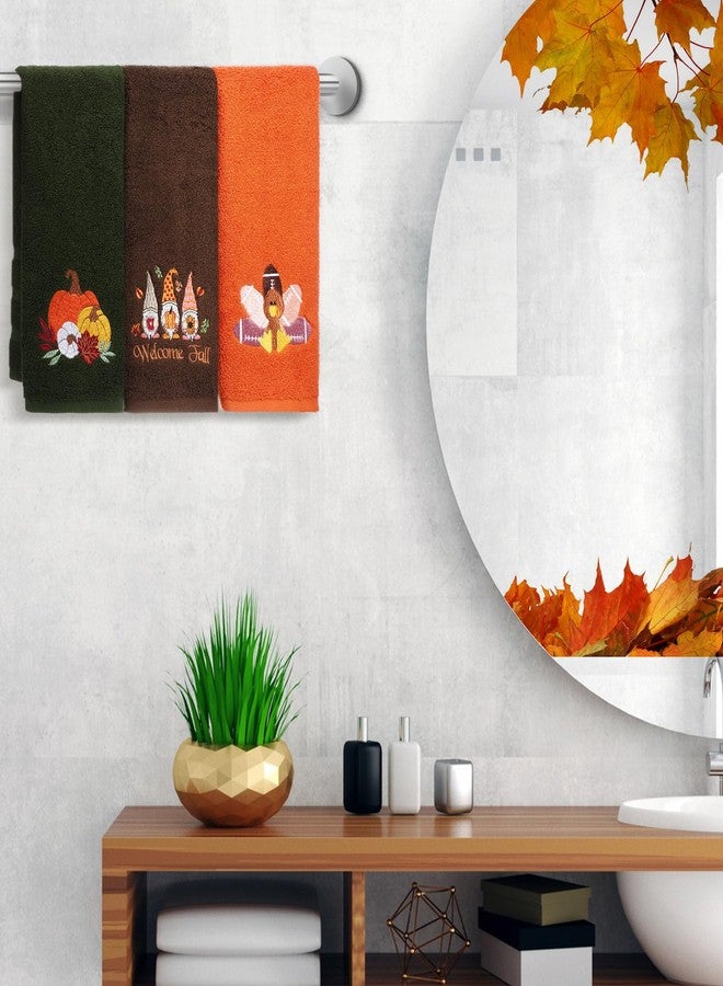 Mindsoft 3 Pcs Fall Thanksgiving Hand Towels Embroidered Pumpkin Turkey Gnomes Bathroom Kitchen Dish Towels Seasonal Thanksgiving Decorations for Kitchen Bathroom Decor - Image 3
