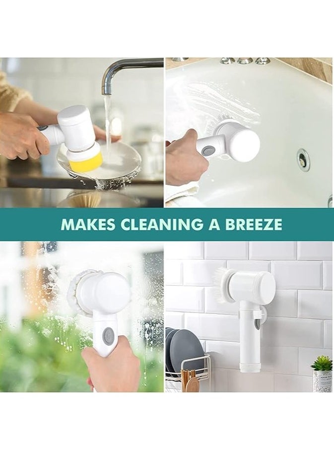 Electric Scrubber Brush - Waterproof Power Scrubber with 3 Rotating Brush Heads for Kitchen, Bathroom, Sink, Grout, Wall, and Bathtub Cleaning - Rechargeable & Portable
