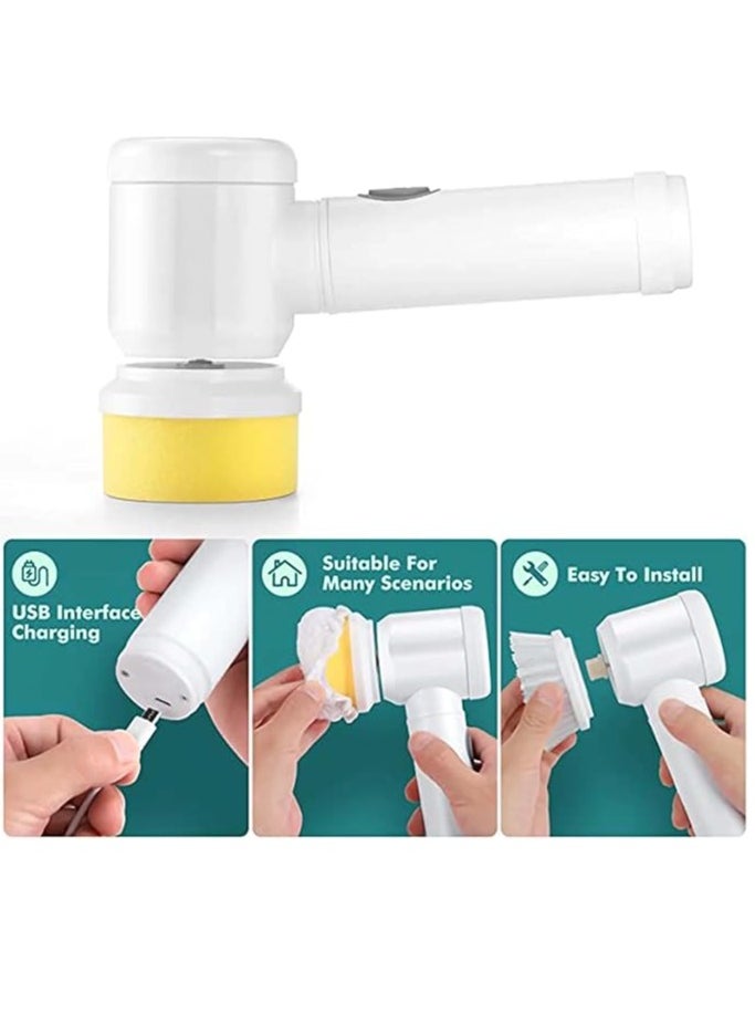Electric Scrubber Brush - Waterproof Power Scrubber with 3 Rotating Brush Heads for Kitchen, Bathroom, Sink, Grout, Wall, and Bathtub Cleaning - Rechargeable & Portable