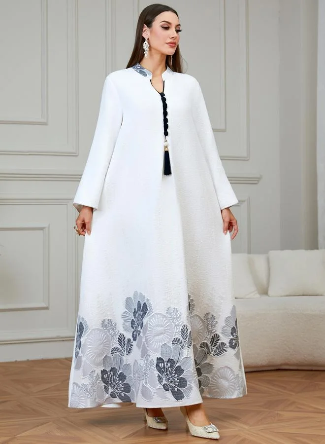 Take Two Women Textured Floral Tassel Detail Jalabiya