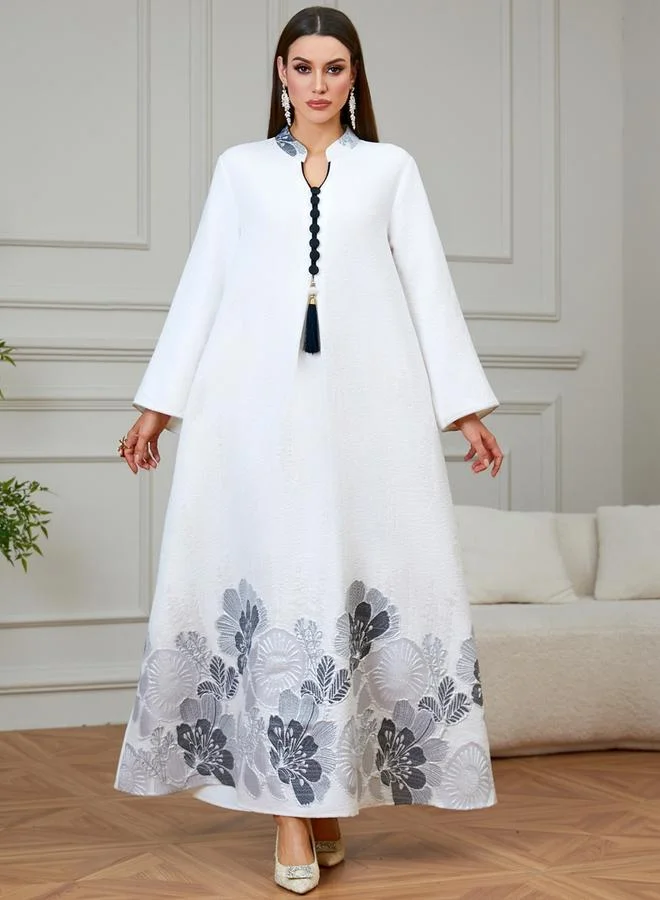 Take Two Women Textured Floral Tassel Detail Jalabiya