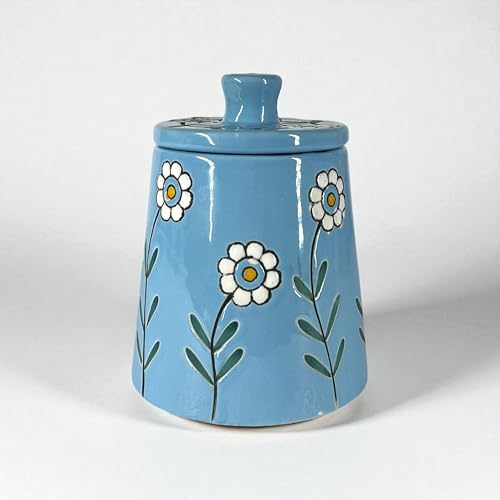 BACKKSPACE RETAIL Ceramic Jar Barni with Lid| Blue | Pack of 1 | 480 ml Capacity | Multipurpose Storage - Ideal for Storing Sugar, Spice, Coffee, Pulses, Salt - Image 1