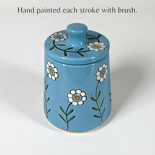 BACKKSPACE RETAIL Ceramic Jar Barni with Lid| Blue | Pack of 1 | 480 ml Capacity | Multipurpose Storage - Ideal for Storing Sugar, Spice, Coffee, Pulses, Salt - Image 4