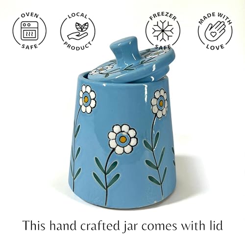 BACKKSPACE RETAIL Ceramic Jar Barni with Lid| Blue | Pack of 1 | 480 ml Capacity | Multipurpose Storage - Ideal for Storing Sugar, Spice, Coffee, Pulses, Salt - Image 5