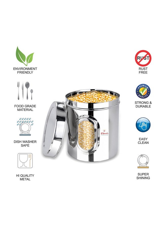 Ebun 1 Kg Stainless Steel See Through Containers - Pack of 6 Airtight Kitchen Storage Canisters, Ubha Dabba Style, for Spices, Tea, Coffee, Silver - Image 4