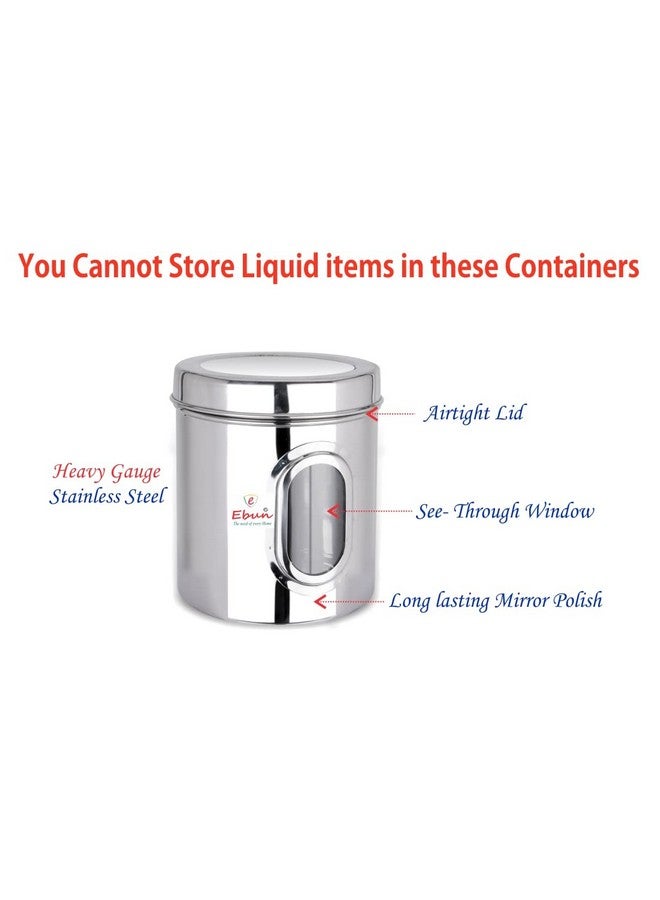 Ebun 1 Kg Stainless Steel See Through Containers - Pack of 6 Airtight Kitchen Storage Canisters, Ubha Dabba Style, for Spices, Tea, Coffee, Silver - Image 3