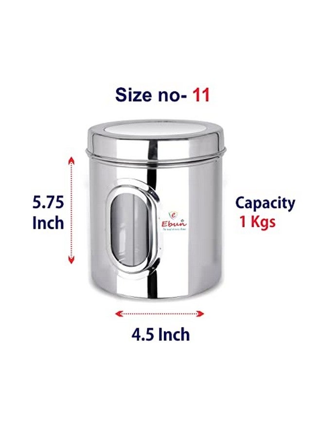 Ebun 1 Kg Stainless Steel See Through Containers - Pack of 6 Airtight Kitchen Storage Canisters, Ubha Dabba Style, for Spices, Tea, Coffee, Silver - Image 2