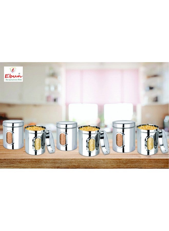 Ebun 1 Kg Stainless Steel See Through Containers - Pack of 6 Airtight Kitchen Storage Canisters, Ubha Dabba Style, for Spices, Tea, Coffee, Silver - Image 5