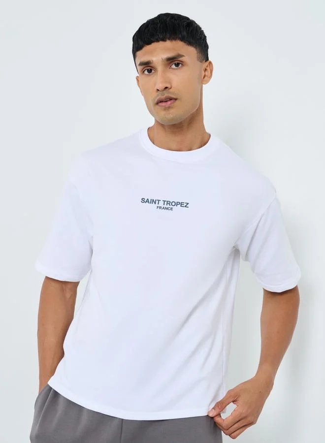 Styli Styli Men HD Print Crew Neck Oversized T-Shirt