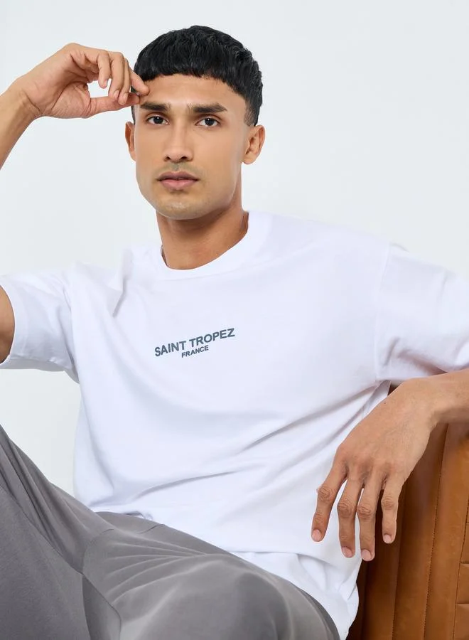 Styli Styli Men HD Print Crew Neck Oversized T-Shirt