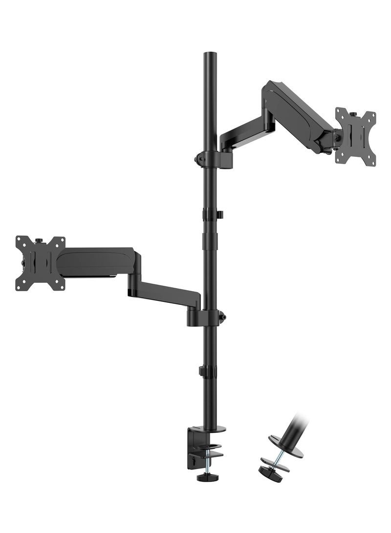 erorex Extra Tall Dual Monitor Stand- Vertical Stack Monitor Desk Mount for Two Screens Up to 32 Inch Height Adjustable Screen Supports with Swivel,Tilt,Rotation - Image 1
