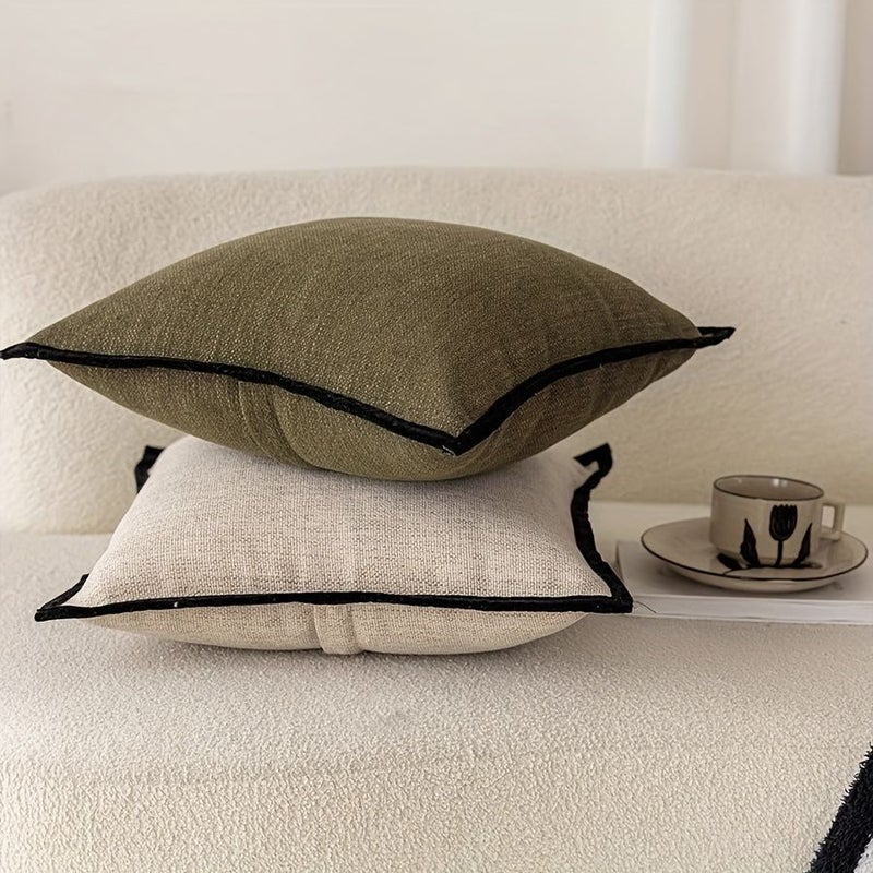 1pc French Vintage Style Cushion Cover Oat Milk Tea Color Black Edge Retro Green For American Style Living Room Sofa Lumbar Support - Image 5