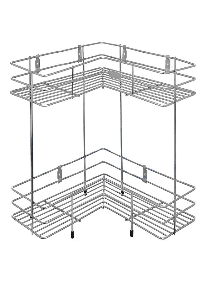 Krupasadhya L Corner Shape Stand Stainless Steel Multipurpose Storage Rack for Kitchen/Shelf - Dish Kitchen & Bathroom (2 Layer) - Image 1