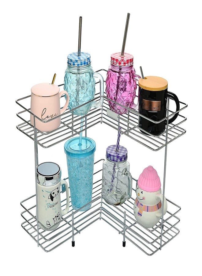 Krupasadhya L Corner Shape Stand Stainless Steel Multipurpose Storage Rack for Kitchen/Shelf - Dish Kitchen & Bathroom (2 Layer) - Image 5