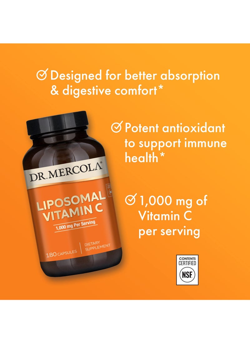 Dr. Mercola Liposomal vitamin c 1,000 mg per serving, 180 capsules dietary supplement  - Image 4