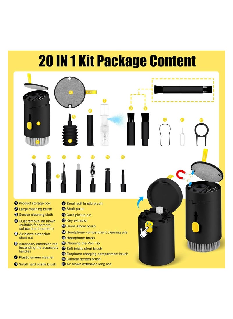 20 in 1 Laptop Phone Screen Cleaner Kit, Computer Keyboard Cleaning Kit, Electronic Cleaning Kit with Brush Spray for Airpods, Earbud, iPad, iPhone, Camera, Computer Cleaner - Image 2