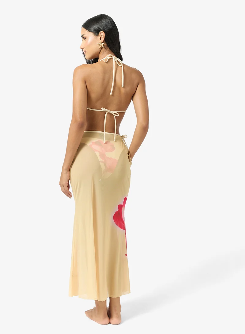 Ginger 3 PC Floral Bikini with Cover Up Skirt