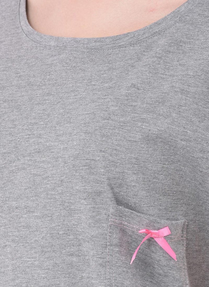 Clovia Chic Basic Top & Shorts in Grey - 100% Cotton - Image 5