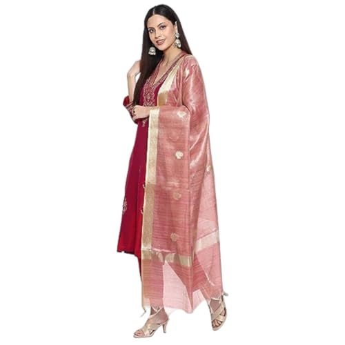 BIBA Women's Embroidery Straight Salwar Kurta Dupatta(Skdbanarasi8941_Meganta_36) - Cotton Blend, Magenta - Image 1