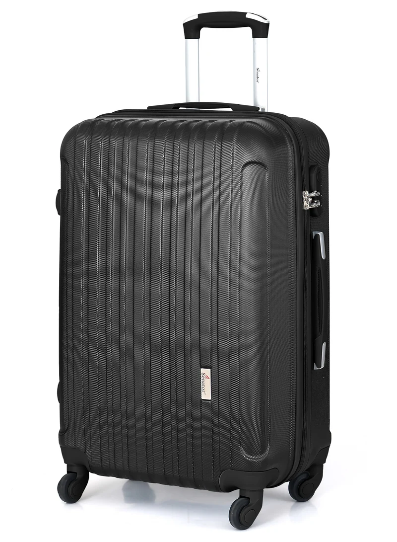 سيناتور Hard Case Travel Bag Large Checked Luggage Trolley ABS Lightweight Suitcase with 4 Spinner Wheels KH132, Black